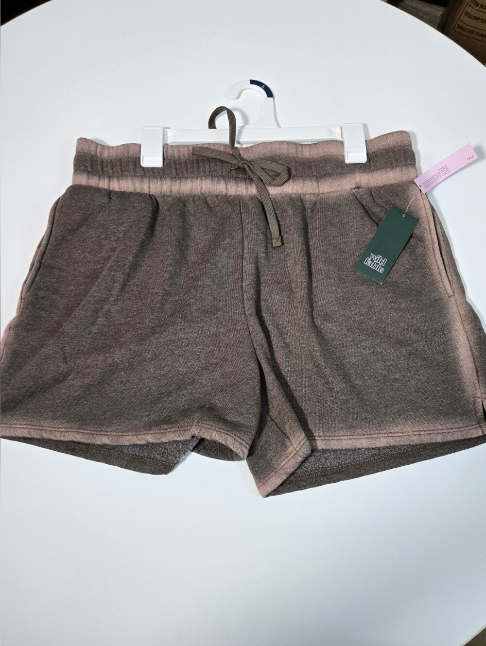 wild fable Brown Drawstring Athletic Shorts with Pink Trim